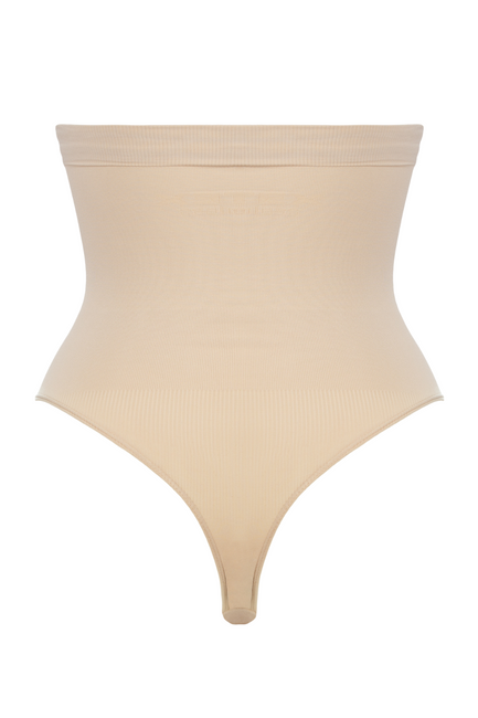 Wysokie stringi bezszwowe Elite V beż