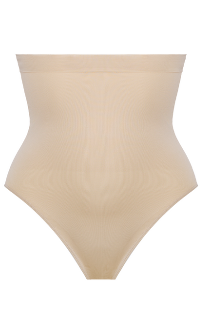 Wysokie stringi bezszwowe Elite V beż