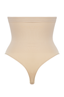 Wysokie stringi bezszwowe Elite V beż