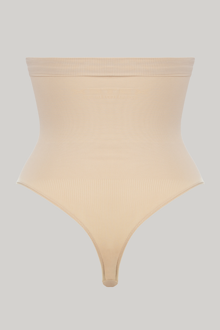 Wysokie stringi bezszwowe Elite V beż