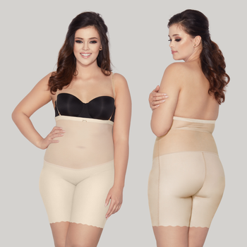 Wysokie figi z nogawkami GLAM FORM 3XL-5XL beż