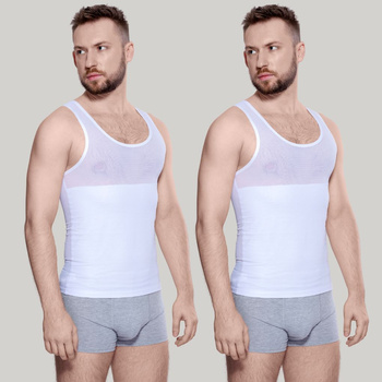 KOSZULKA wyszczuplająca męska BODY PERFECT 180/190 biel 2-pak