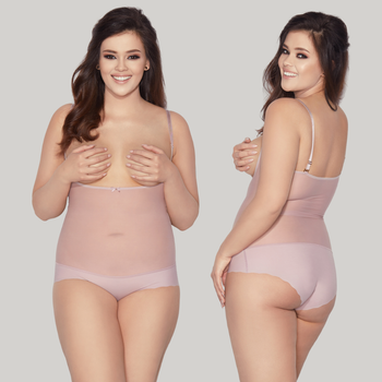 Body wyszczuplające GLAM BODY pudrowy róż 3XL-5XL