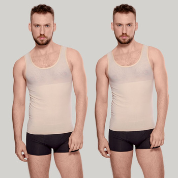 KOSZULKA wyszczuplająca męska BODY PERFECT 170/180 beż 2-pak